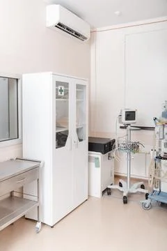 Technologically advanced equipment in CT or MRI Scan room. Modern hospital Stock Photos