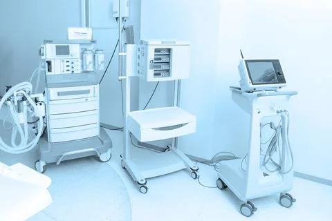 Technologically advanced equipment in CT or MRI Scan room. Modern hospital Stock Photos