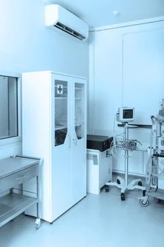 Technologically advanced equipment in CT or MRI Scan room. Modern hospital Stock Photos