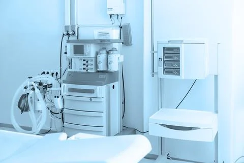Technologically advanced equipment in CT or MRI Scan room. Modern hospital Stock Photos