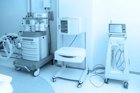Technologically advanced equipment in CT or MRI Scan room. Modern hospital Stock Photos