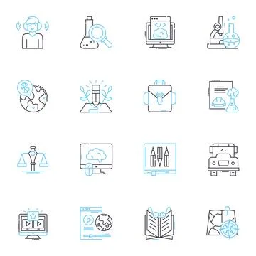 Technologically advanced school linear icons set. Innovate, Modernize Stock Illustration