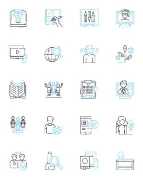 Technologically advanced school linear icons set. Innovate, Modernize Stock Illustration