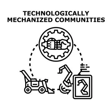 Technologically mechanized communities vector illustration concept 스톡 일러스트