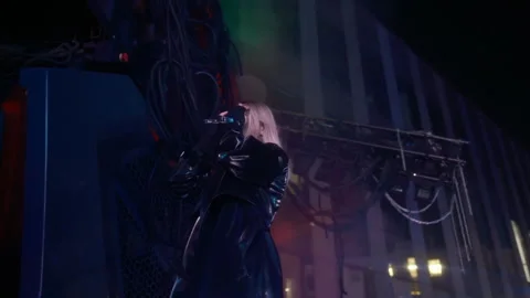 Technologically world of future, including lasers, smoke, neon Stock Footage 319013161