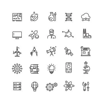 Technologies and science vector line icons 스톡 일러스트