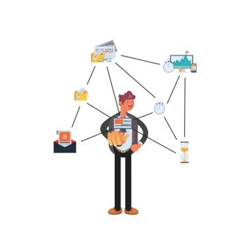Technologies for connection. Mixed media. Modern vector illustration. - Vecto Stock Illustration