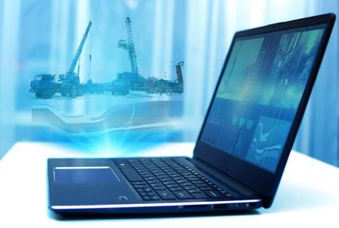 Technologies of the future that help in calculating when drilling a well for Stock Photos