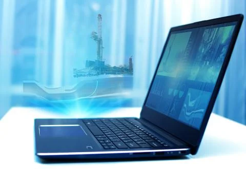 Technologies of the future that help in calculating when drilling a well for Stock Photos