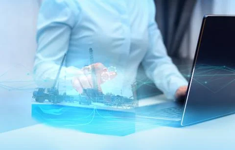 Technologies of the future that help in calculating when drilling a well for Stock Photos