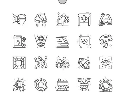 Technologies of the future Well-crafted Pixel Perfect Vector Thin Line Icons Stock Illustration