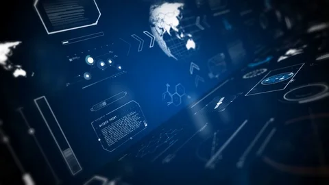 Technologies hud screen displays animations	 Stock Footage 111307735