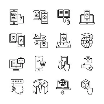 Technologies Icons Set Stock Illustration