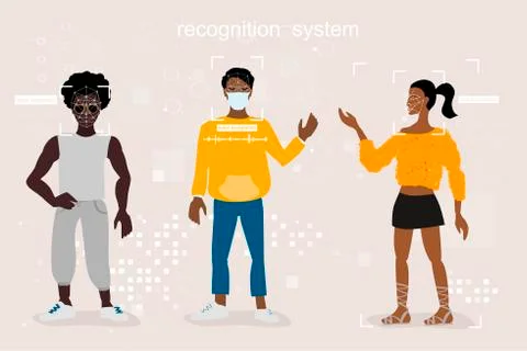Technologies for personal identification, face recognition, voice, gait, and Stock Illustration