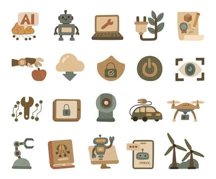 Technologies set in scandinavian style Stock Illustration