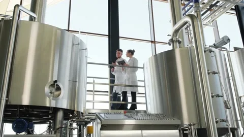 Technologists walk through the brewery Vidéo 175794550