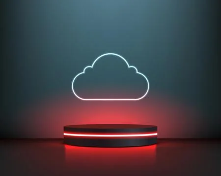 Technology 3d cloud data concept glowing neon platform futuristic cyber bac.. Stock Illustration