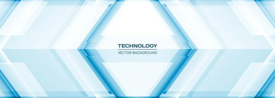 Technology 3D light blue wide abstract background with rhombus frame. Digital hi Stock Illustration