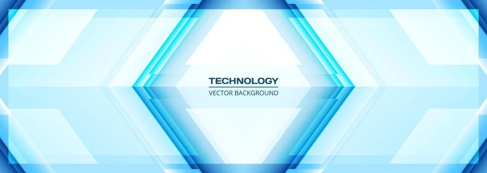 Technology 3D light blue wide abstract background with rhombus frame. Digital hi Stock Illustration