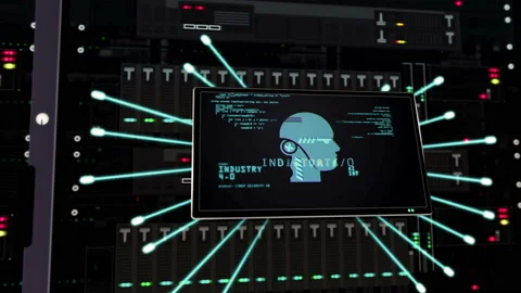 Technology 5G industry 4.0 cloud symbol on datacenter server Stock Footage 131302060