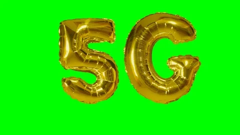 Technology 5G mobile network gold balloon Stock Footage 107794063