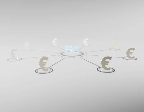 Technology 5G network and Euro Stock Illustration