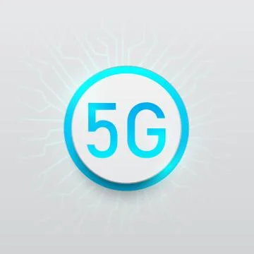 Technology 5G vector button on network ,white background Stock Illustration