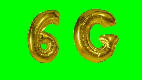 Technology 6G mobile network gold balloon Stock Footage 107794153