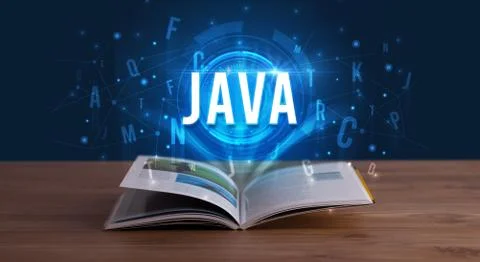 Technology abbreviation coming out from an open book Foto stock