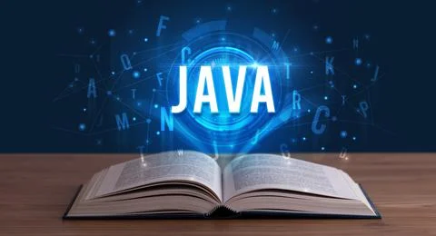 Technology abbreviation coming out from an open book Stock Photos
