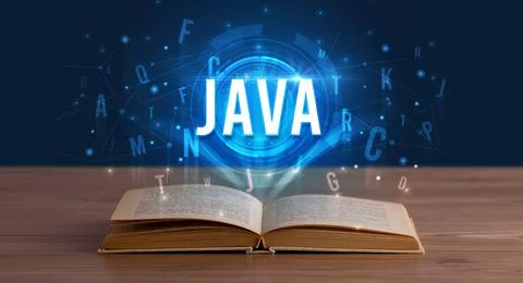 Technology abbreviation coming out from an open book Stock Photos