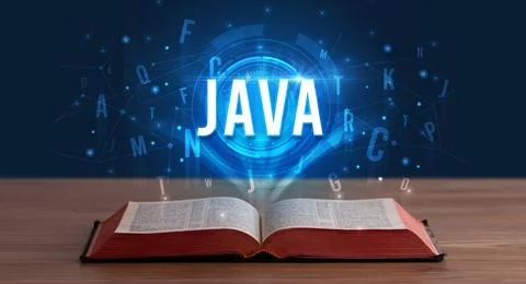 Technology abbreviation coming out from an open book Stock Photos