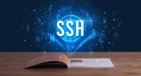 Technology abbreviation coming out from an open book Stock Photos