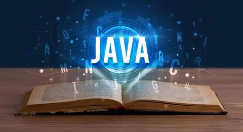 Technology abbreviation coming out from an open book Stock Photos