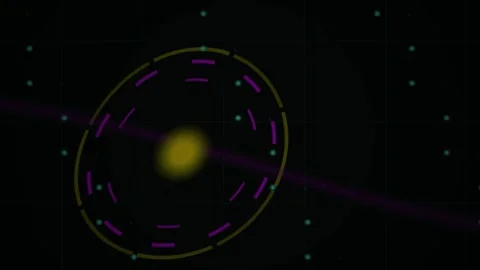 Technology Abstract Animation with Glowing Yellow Circle and Purple Line Moti Stock Footage 343768468