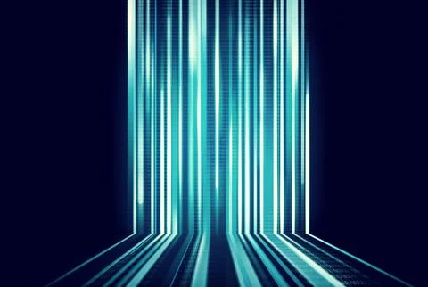 Technology, abstract background and future or metaverse with lights, stream and Stock Photos