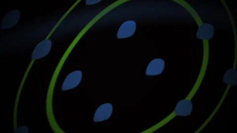 Technology Abstract Background with Blue Shapes Moving on Green Orbital Lines Stock Footage 343768539