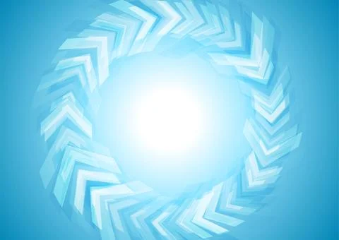 Technology abstract background with bright blue glossy circular arrows 库存插图