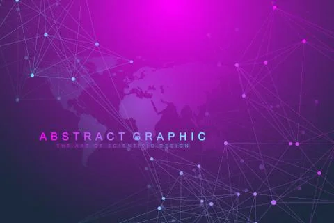 Technology abstract background with connected line and dots. Big data Stock Illustration
