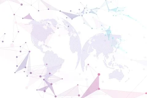 Technology abstract background with connected line and dots. Big data Illustrazione stock