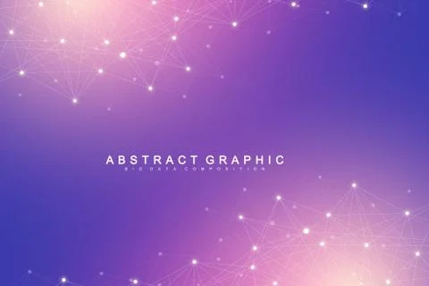 Technology abstract background with connected line and dots. Big data Stock Illustration