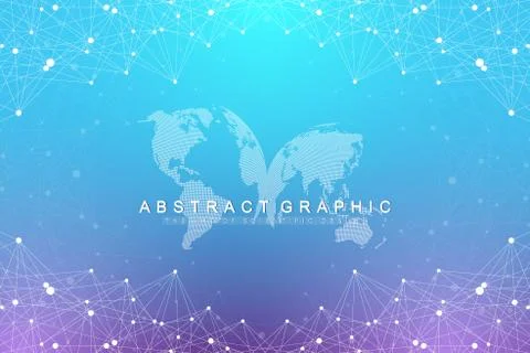 Technology abstract background with connected line and dots. Big data Stock Illustration