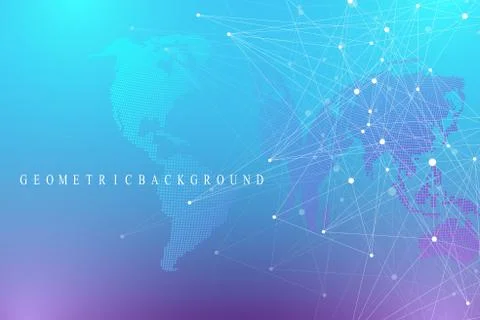 Technology abstract background with connected line and dots. Big data Stock Illustration