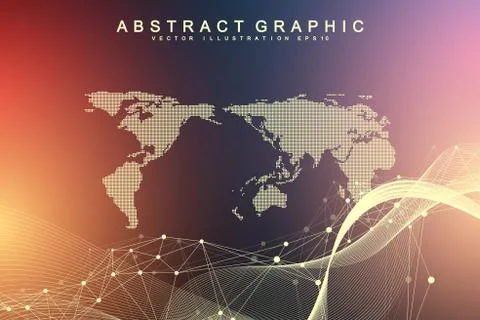 Technology abstract background with connected line and dots. Big data Stock Illustration