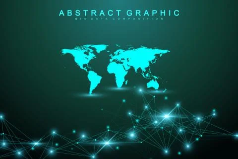 Technology abstract background with connected line and dots. Big data Illustrazione stock