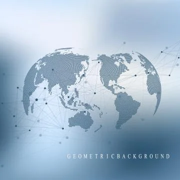 Technology abstract background with connected line and dots. Big data Stock Illustration