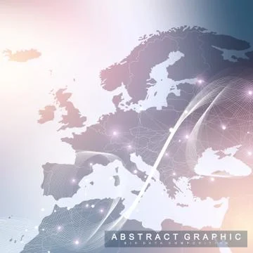 Technology abstract background with connected line and dots. Big data Stock Illustration