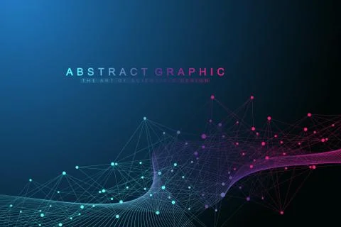 Technology abstract background with connected line and dots. Big data Stock Illustration