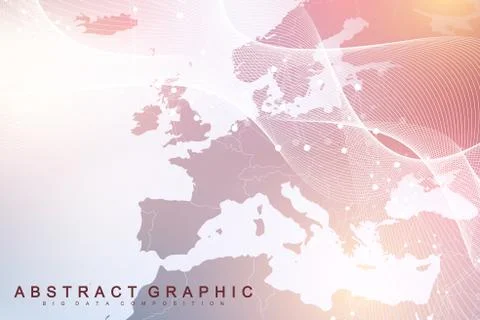 Technology abstract background with connected line and dots. Big data Stock Illustration