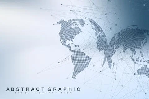 Technology abstract background with connected line and dots. Big data Illustrazione stock